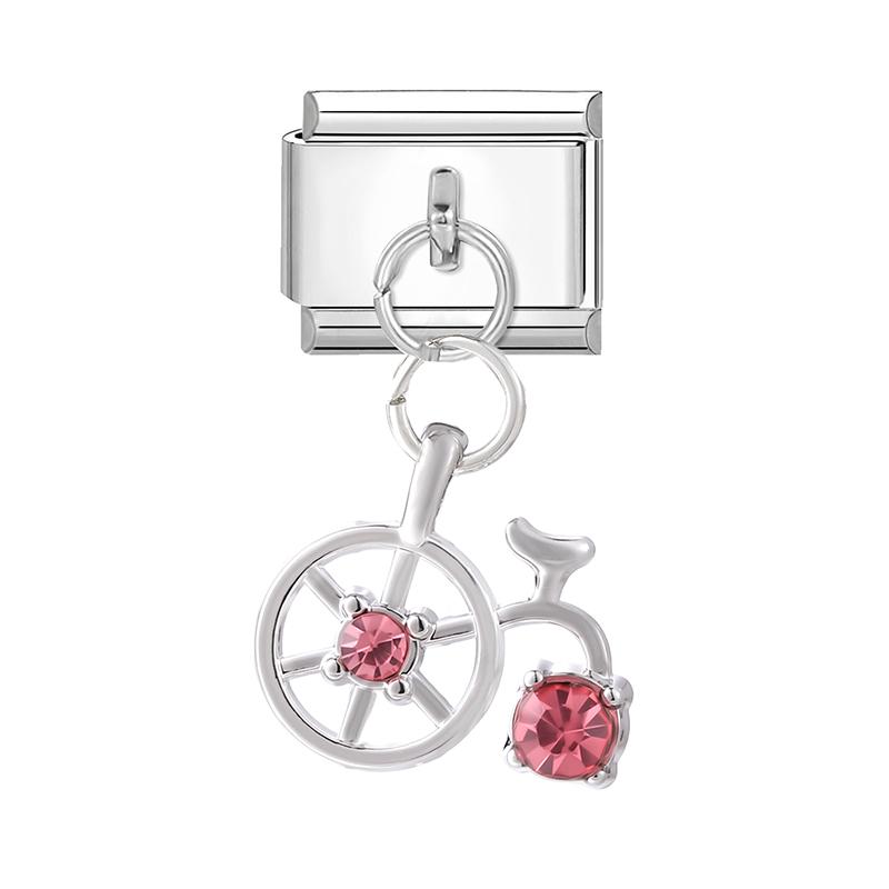 Zircon Turtle Starfish Conch Fishtail Cherry Pendant Italian Charm Links Fit 9MM Stainless Steel Bracelet Women DIY Making Gifts