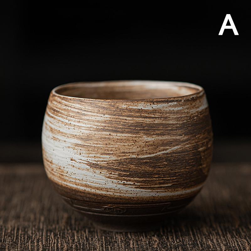 Japanese Style Handmade Stoare Tea Cup Kung Fu Tea Set Tea Cup Small Single Cup Ancient Style Quiet Road Cup Bowl Teacup