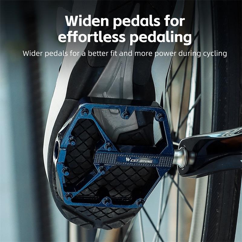 WEST BIKING MTB Bike Pedals 3 Bearing Aluminum Alloy Widened Non-Slip Platform Pedals Road Cycling City Folding Bike Flat Pedals