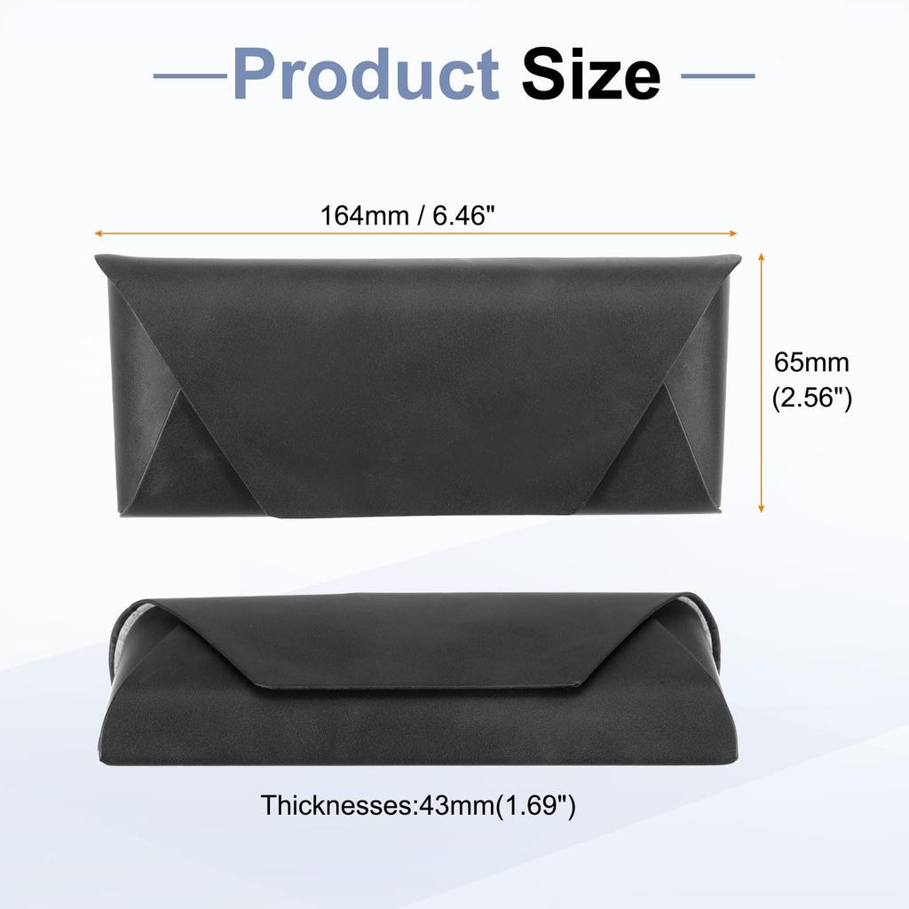 uxcell X PU Leather Eyeglass Hard Shell Eyeglass Portable Sunglasses Case for Men and Black and Camel 2-Pack 6.5" 2.6" Case, Anti-Scratch Protector,