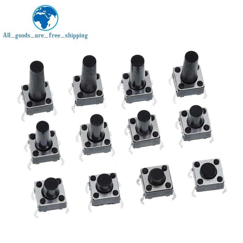 100/300 pièces 6X6X5/4.3/5.5/6/7/8/9/10/13MM Interrupteur Tactile Bouton-Poussoir 12V 4 broches DIP Micro-interrupteur Pour TV/Jouets/usage domestique Bouton