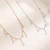 Collier à pampilles superposé avec Zircon Chaîne Argent Doré Pendentif Goutte d'eau Scintillante Bijoux Légers Hypoallergéniques pour Femmes