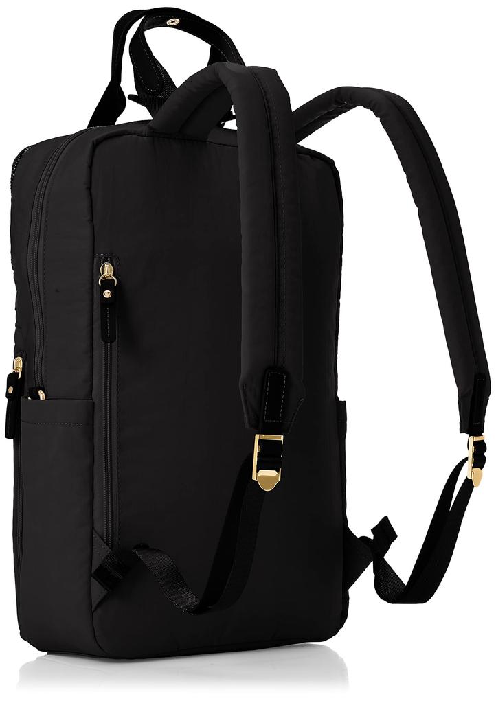 Prosperity Slim Business Backpack for Women, PTNK-02, Black, with Cowhide Leather and Nylon Design, Fits A4 and B4 Documents, and Fits Commuters.