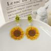 Orecchini Fiore di Girasole: Orecchini a Bottone Stile Foresta con Foglie Piccole per Donna - Clip per Orecchie dal Fascino Pastorale