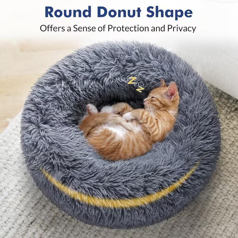 Super Soft Pet Cat Bed Plush Full Size Washable Calm Bed Donut Bed Comfortable Sleeping Artifact Suitable For Winter