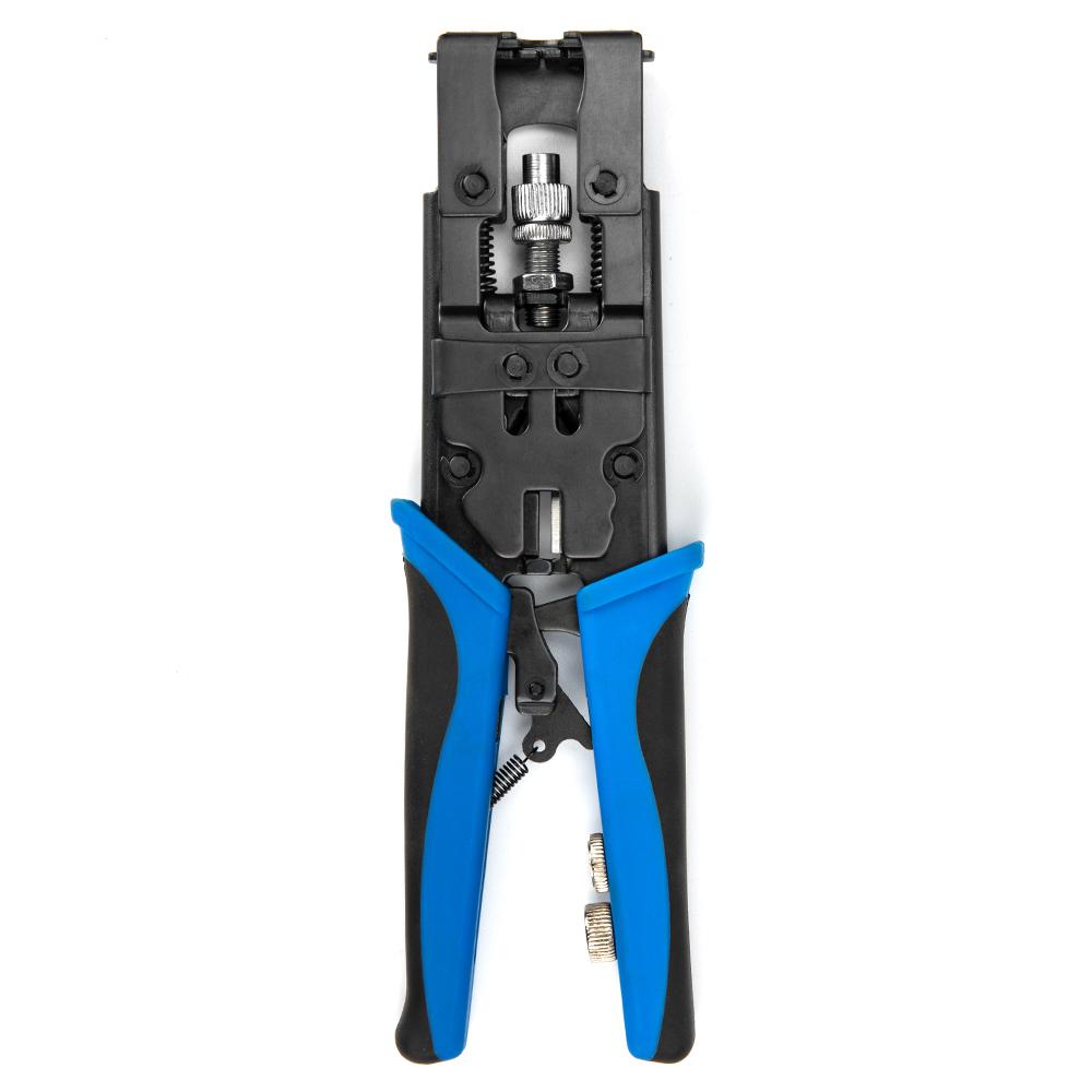 F/BNC/RCA RG6 Industrial Grade Carbon Steel Crimping Compression Pliers for Coaxial Cable Crimper with Wire Stripping Cutting