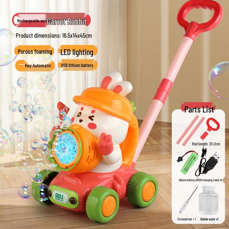 2025 Handheld Automatic Bubble Machine Toy for Kids – Outdoor Push Cart Bubble Blower