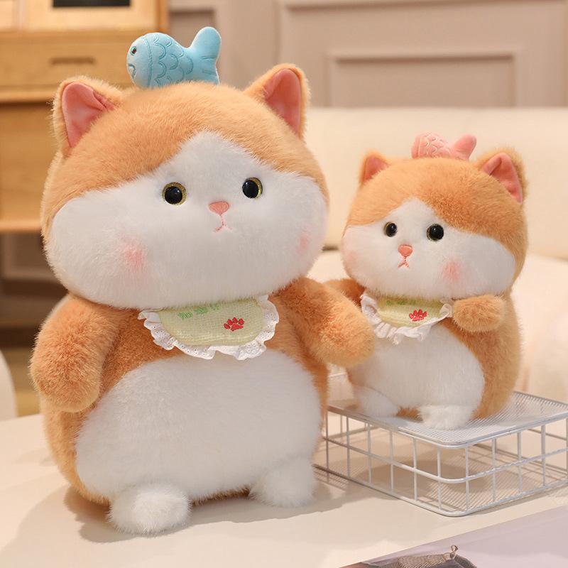 Pisică drăguță pește păpușă de pluș păpușă pisică copii liniștitoare păpușă de cârpă cadou de ziua de naștere pentru fete