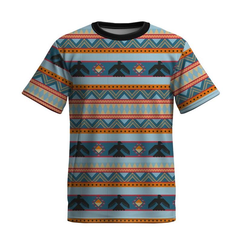 Full Print Ethnic Totem Tshirt For Men Short Sleeve Summer O-neck Casual Tshirts Clothes Fashion Daily New In Tees Top