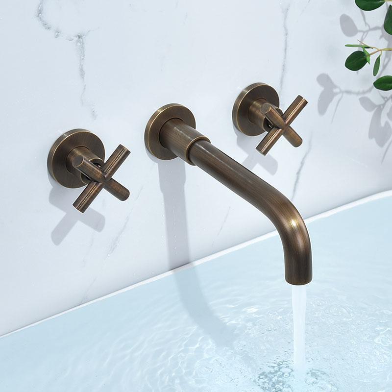 Brass Bathroom Faucet Embedded Hot and Cold Double Control Faucet Concealed Basin Faucet Concealed Golden Mixer Tap