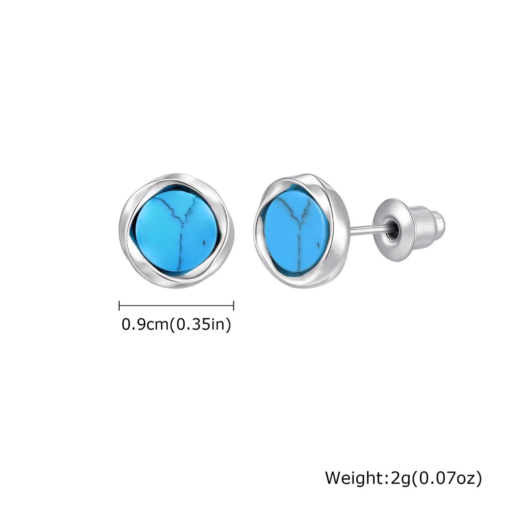 Stylish Geometric Round Stud Earrings for Men Boys, Black Agate Tiger Eye Natural Stone Earrings, Fashion Daily Jewelry Gift
