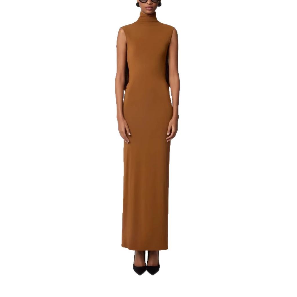 Spot Women's Clothing New Turtleneck Sleeveless Hip Skirt Halter Cape Design Sexy European and American Dress Women