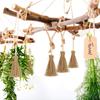 10pcs Miniature Artificial Mini Straw Brooms with Red Ropes Halloween Straw Craft Decoration for Costume Cosplay Party