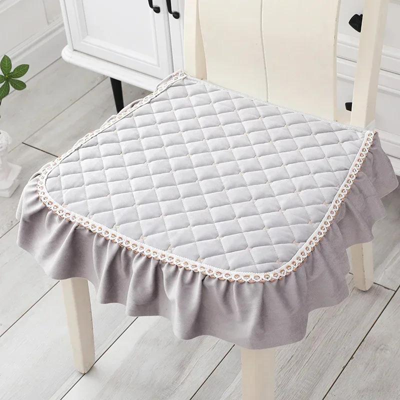 Solid Soft Chairs Cover Four Seasons Universal Suede Chair Cushions Home Restaurant Silicone Anti Slip Clip Cotton Stool Cushion