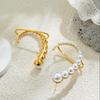 Elegant Imitation Pearl C-shape Symmetry Ear Cuff for Women Gold Plated No Piercing Clip Earrings Brides Wedding Jewelry