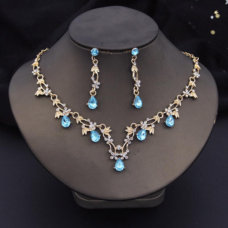 African Bridal Jewelry Sets for Women Fashion Flower Choker Necklace Set Wedding Necklaces and Earrings Costume Accessories