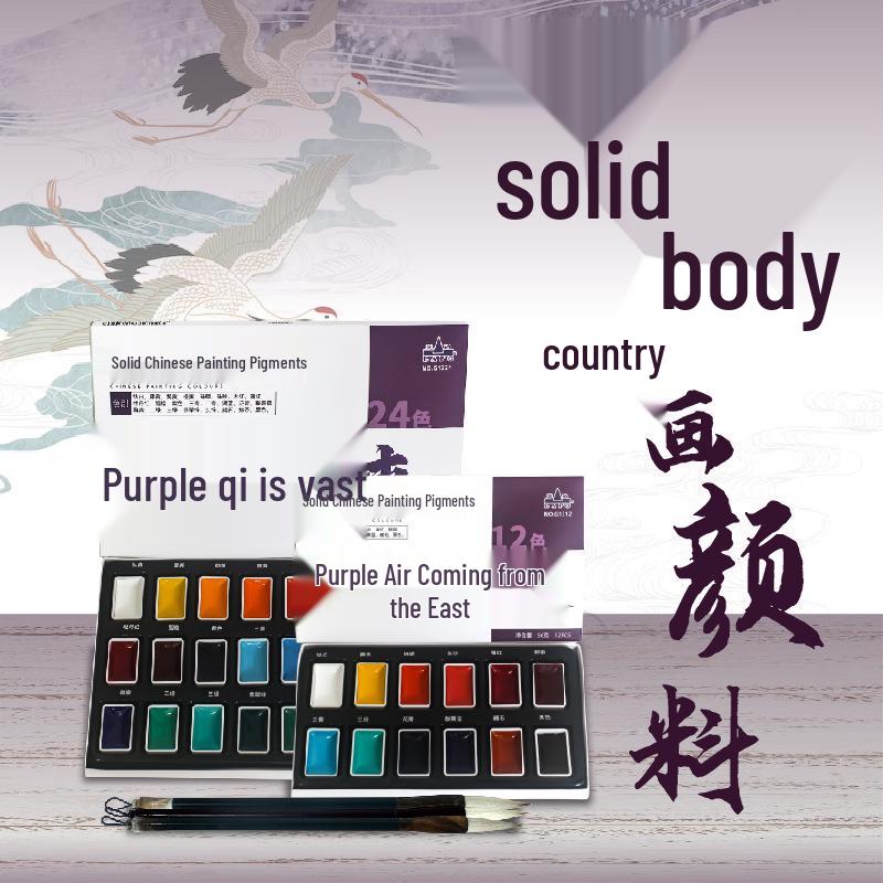 Solid Chinese Painting Pigment Set: 12 & 24 Color Options for Beginners