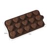 Silicone Chocolate Mold 15 Hearts Candy Mold Flexible Praline Jelly Dessert Mold Reusable 21x10.5cm Brown