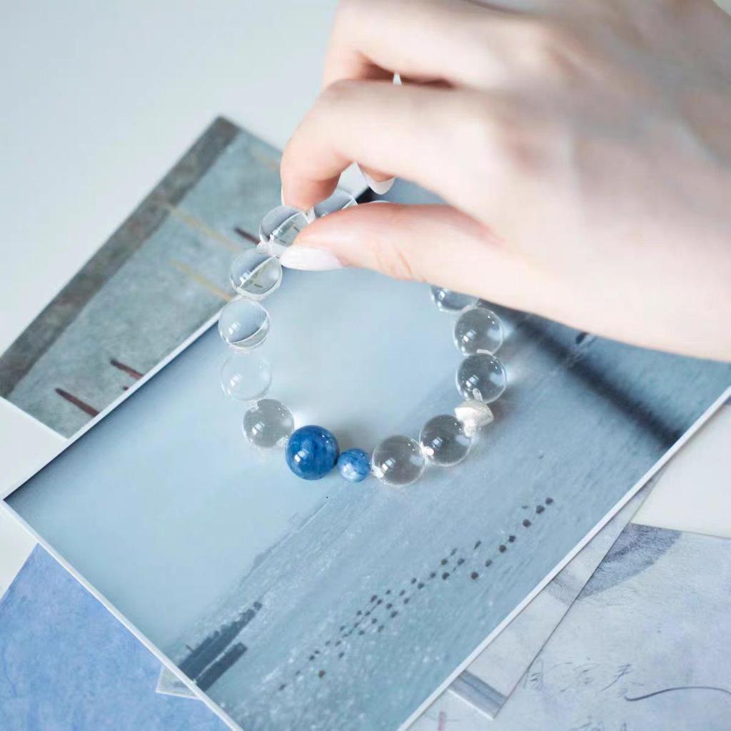 Natural White Crystal & Kyanite Bracelet – Trending Crystal Design Accessory