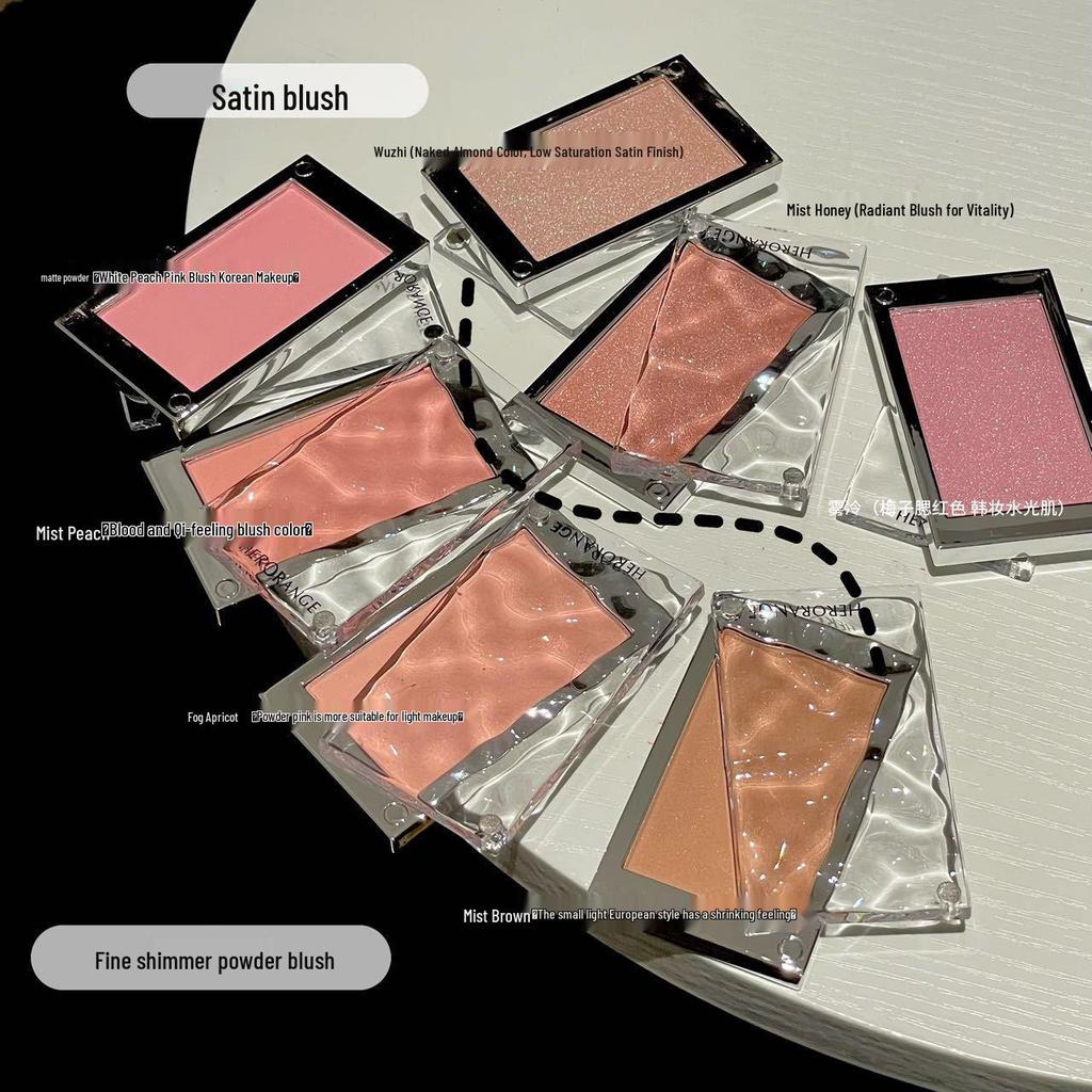 HERORANGE Skin-Melting Peach Pink Matte Shimmer Blush Cream for Natural Face Brightening