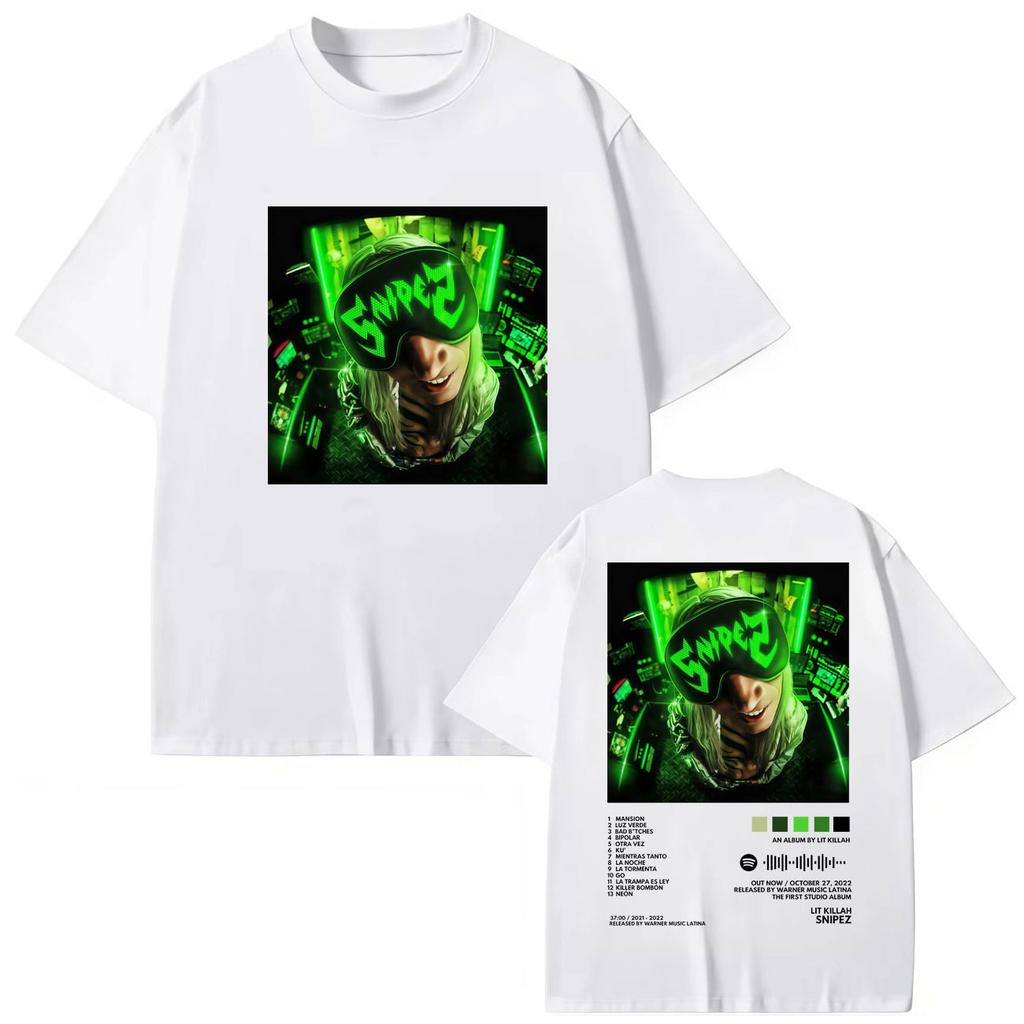 Rapper Lit Killah Album Double Sided Graphic T Shirts Hip Hop Fashion Short Sleeve T-shirt Men Women Oversized T-shirts