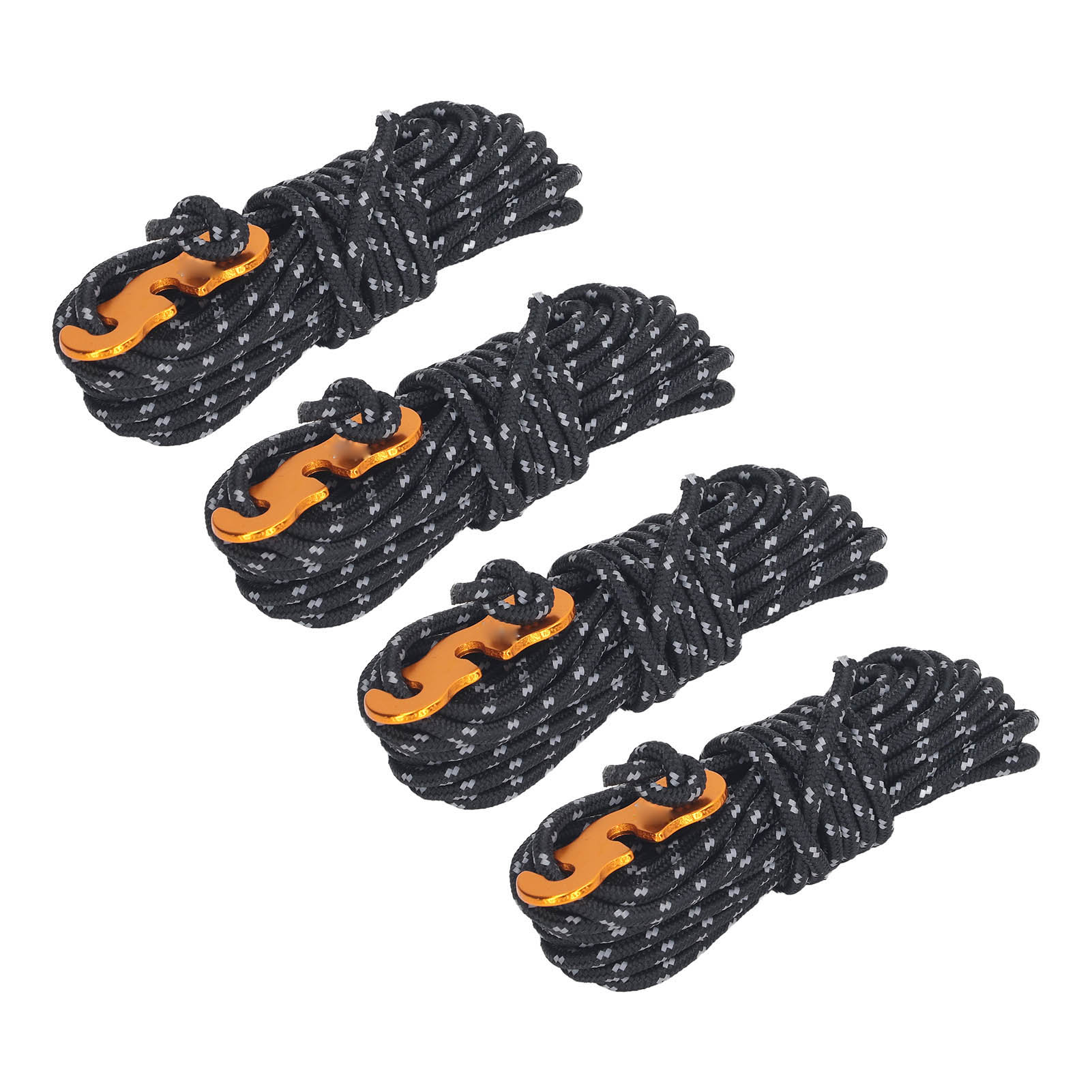 

4Pcs 3mm Guy Lines Black 13.1ft Per One Reflective 573lb Load Bearing Tent Cords for Camping Backyard Hiking Travel