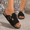 Fashion Women Slippers 2025 New Comfortable Flat Beach Sandals Metal Casual Home Designer Shoes Women Lightweight Slippers Slides Women