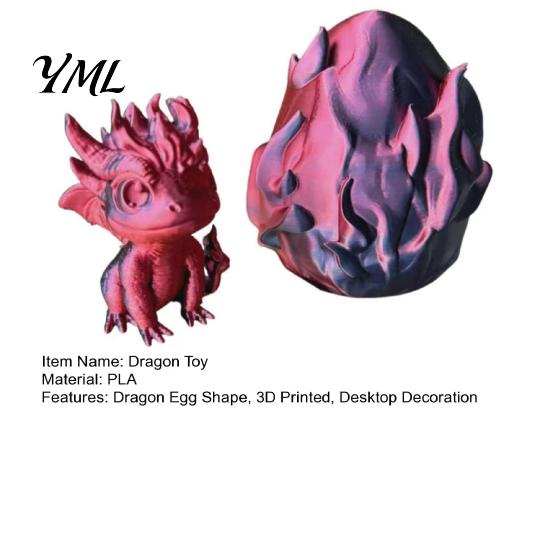 Desktop Dragon Egg with Mini Toy, 3D Printed Miniature Figurine, Decoration for Home Office Model
