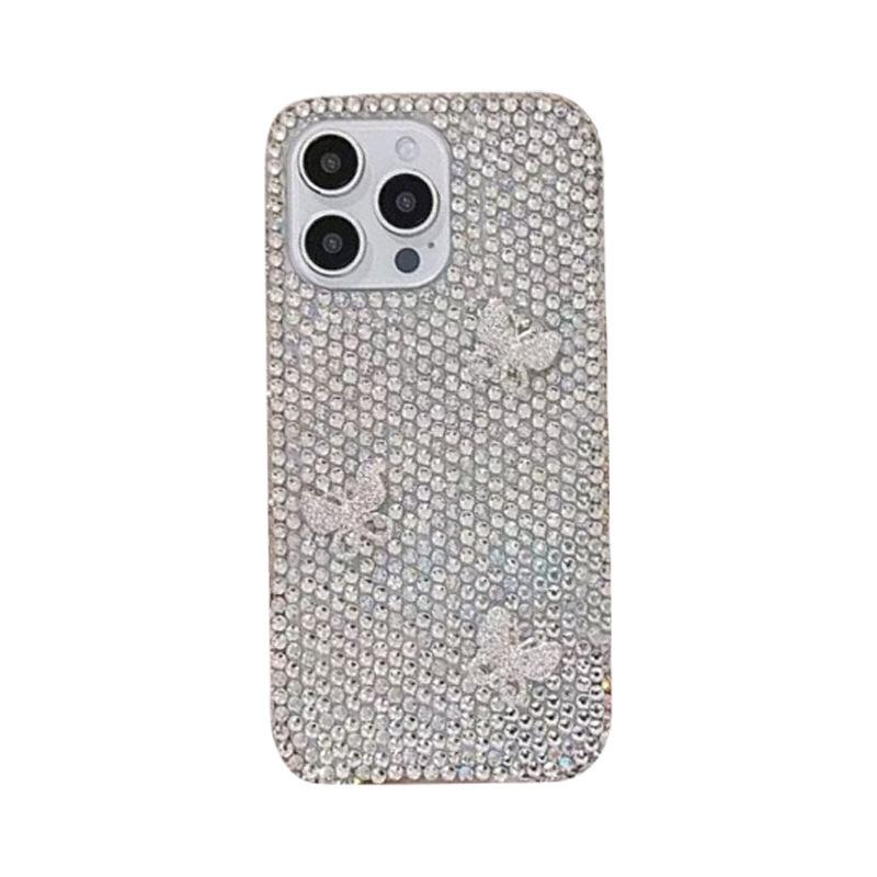 Rhinestone Butterfly Solid Color Shiny Rhinestone Mobile Phone Case Is Suitable For Apple 17Promax Full Diamond 15 Luxury Iphone16.