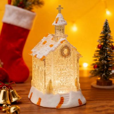 Christmas House Night Light Plastic Church Cottage Decor with LED Glow Decorative Holiday Lighting for Indoor Outdoor Holiday Display