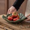 European Retro Ceramic Creative Lotus Leaf Plate Household Vegetable Plate Living Room Fruit Plate Candy Plate Homestay Restaurant Tableware Plate