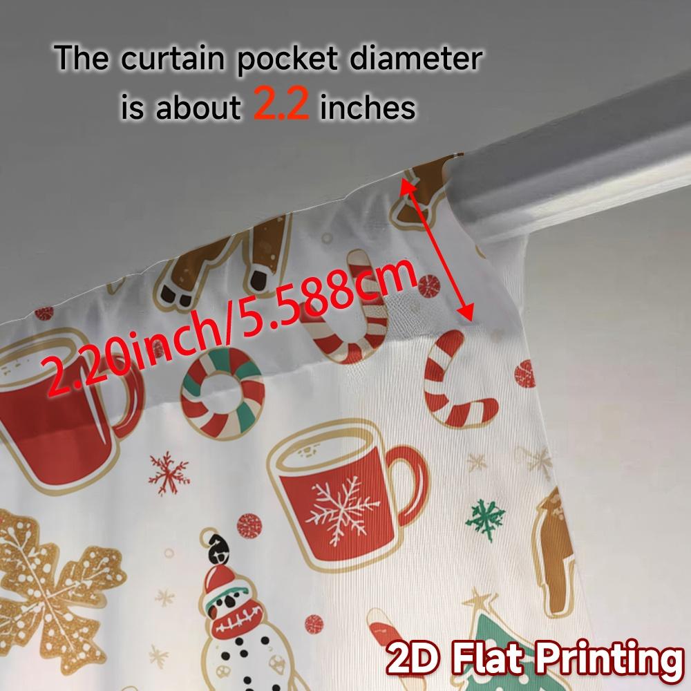 2pcs,Curtains Christmas Cookie Festive Gifts (3) Pattern Popular Curtains Versatile 100% Polyester Curtains Thermal Insulation,