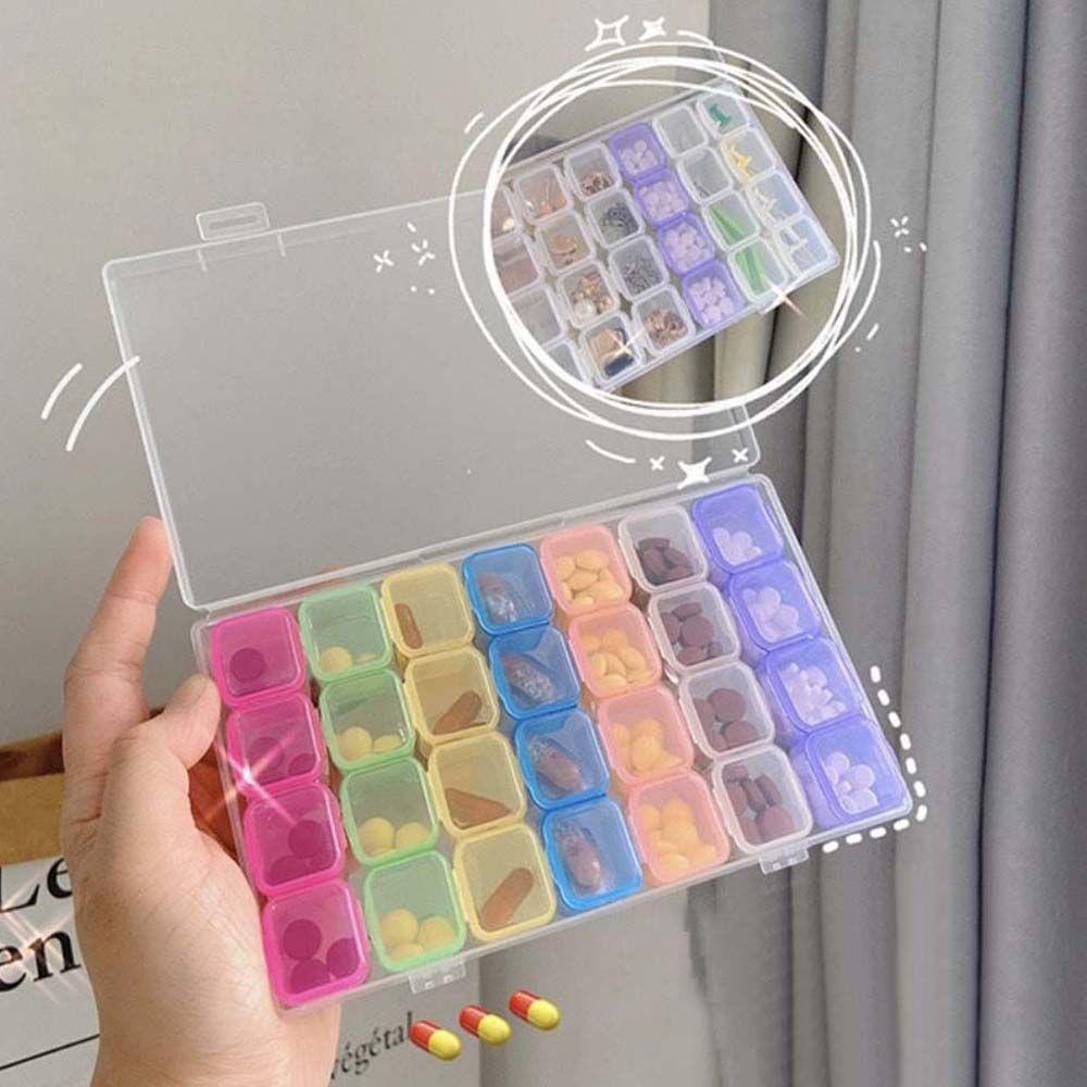 Lid Rectangle Plastic 28 Grid Jewelry Packaging Pill Box Transparent Storage Box Beads Storage Case