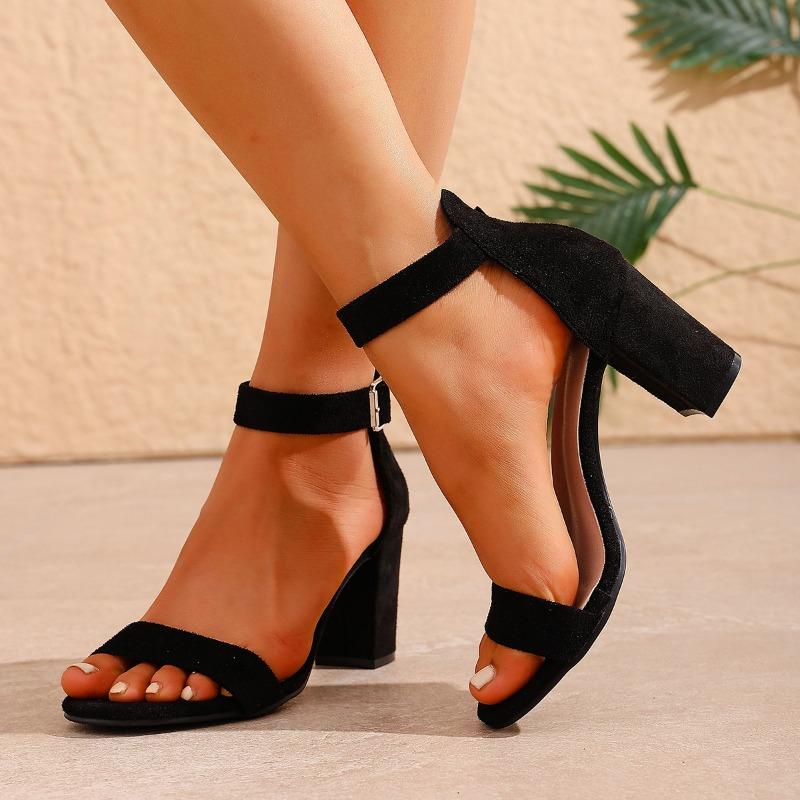Black One Strap Super High Heel Sandals Women Summer Ankle Buckle Party Shoes Woman Elegant Wedding Plus Size High Heeled Shoes