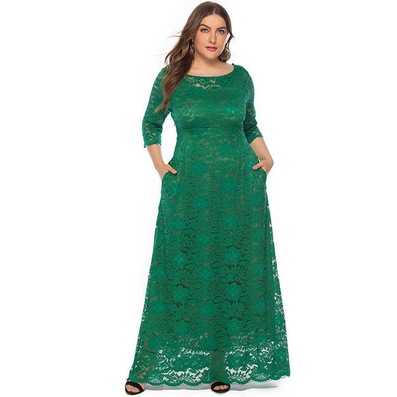 

Женское бальное платье макси с полым кружевом для выпускного вечера, формальное вечернее платье для коктейля 3XL зелёный