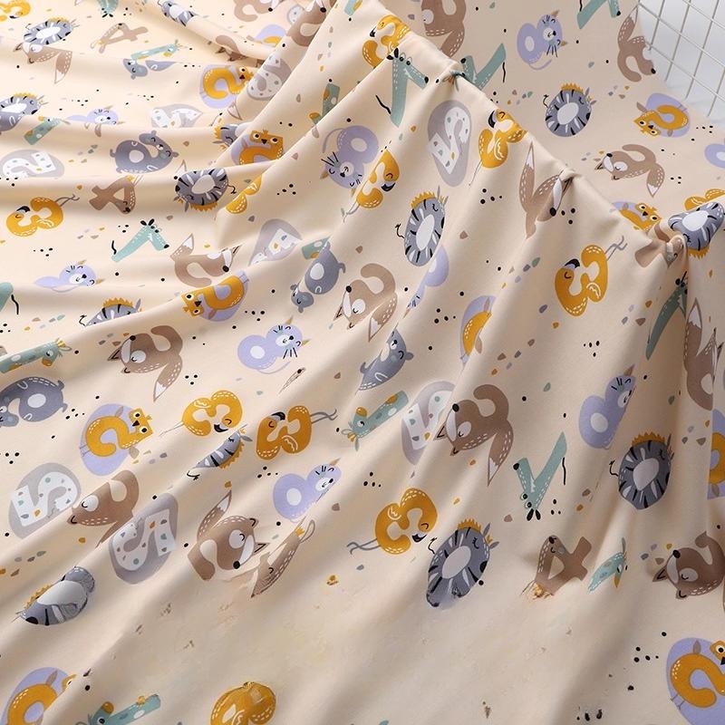 Wide 143cm Summer Cotton Fabric for DIY Sewing Children's Pajamas Clothes Cheongsam Super Soft Floral Cartoon Fabric