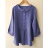 Korean Doll Neck Single Breasted Half Open Shirt Women Sweet Style Solid Color Sleeve Blouse