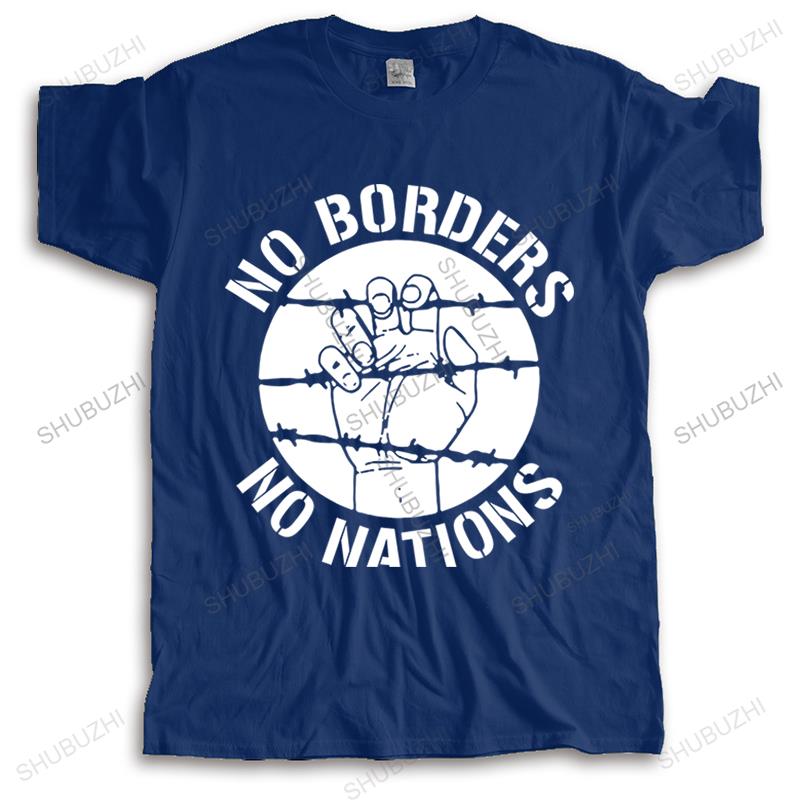 

Men Cotton T Shirt Summer Brand vintage Tshirt NO BORDERS NO NATIONS unisex oneck high quality tee shirts cool short sleeve S