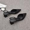 Spring Summer Slip On High Heel Women Sandals Sexy Pointed Toe Singbacks Pumps Party Dress Sandals Mules Shoes Zapatos Mujer
