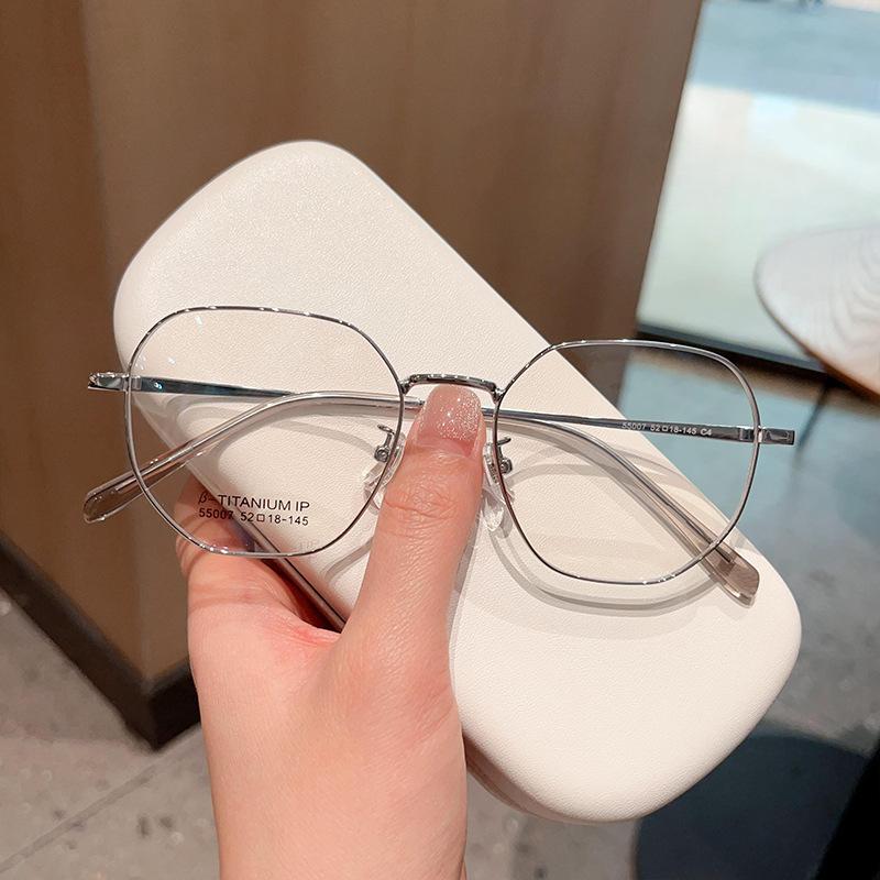 Ultra-clear Online Celebrity Metal Retro Plain Non-magnetic Polygon Glasses Frame Can Be Equipped with Myopia Glasses Frame.