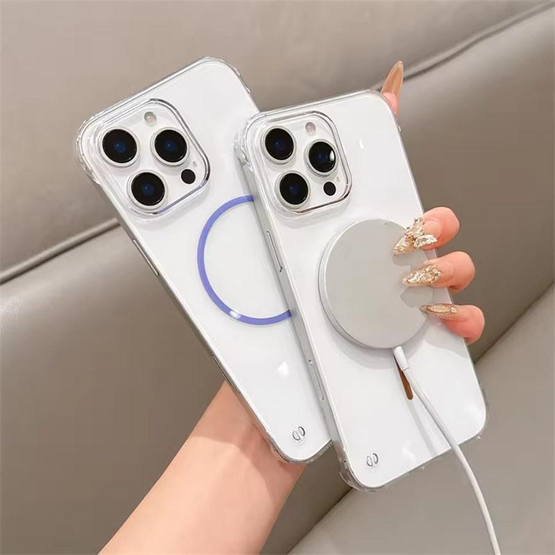 Slim Frameless Clear Hard PC For Magsafe Case For iPhone 16 15 14 13 12  Pro Max Plus Cooling Magnetic Wireless Charging Cover
