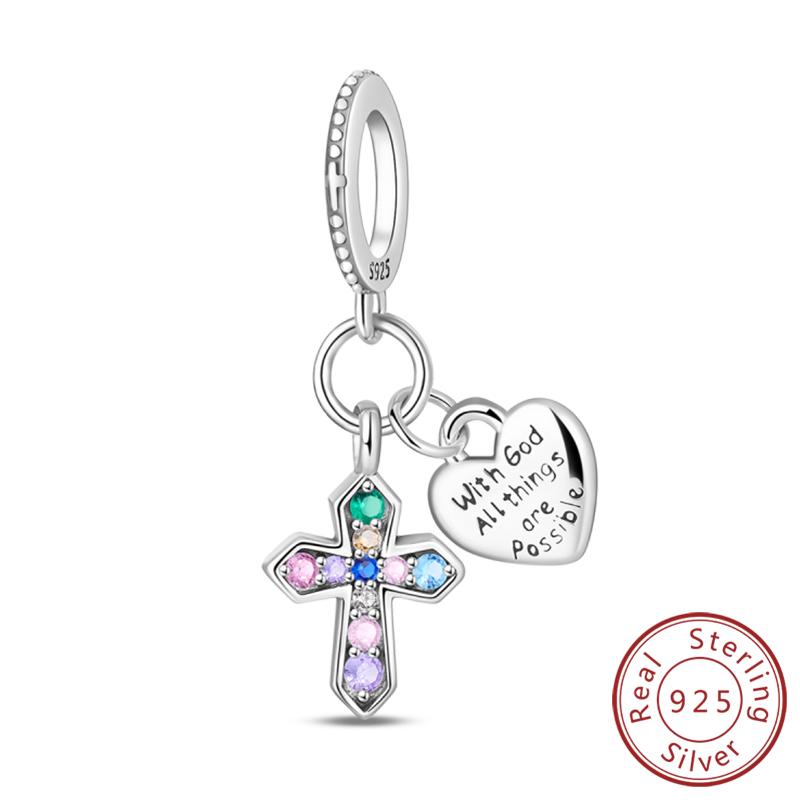 Original Copper Charm Beads Classic Cross Bible Guardian Angel Charms Pendants For Bracelet Diy Birthday Jewelry