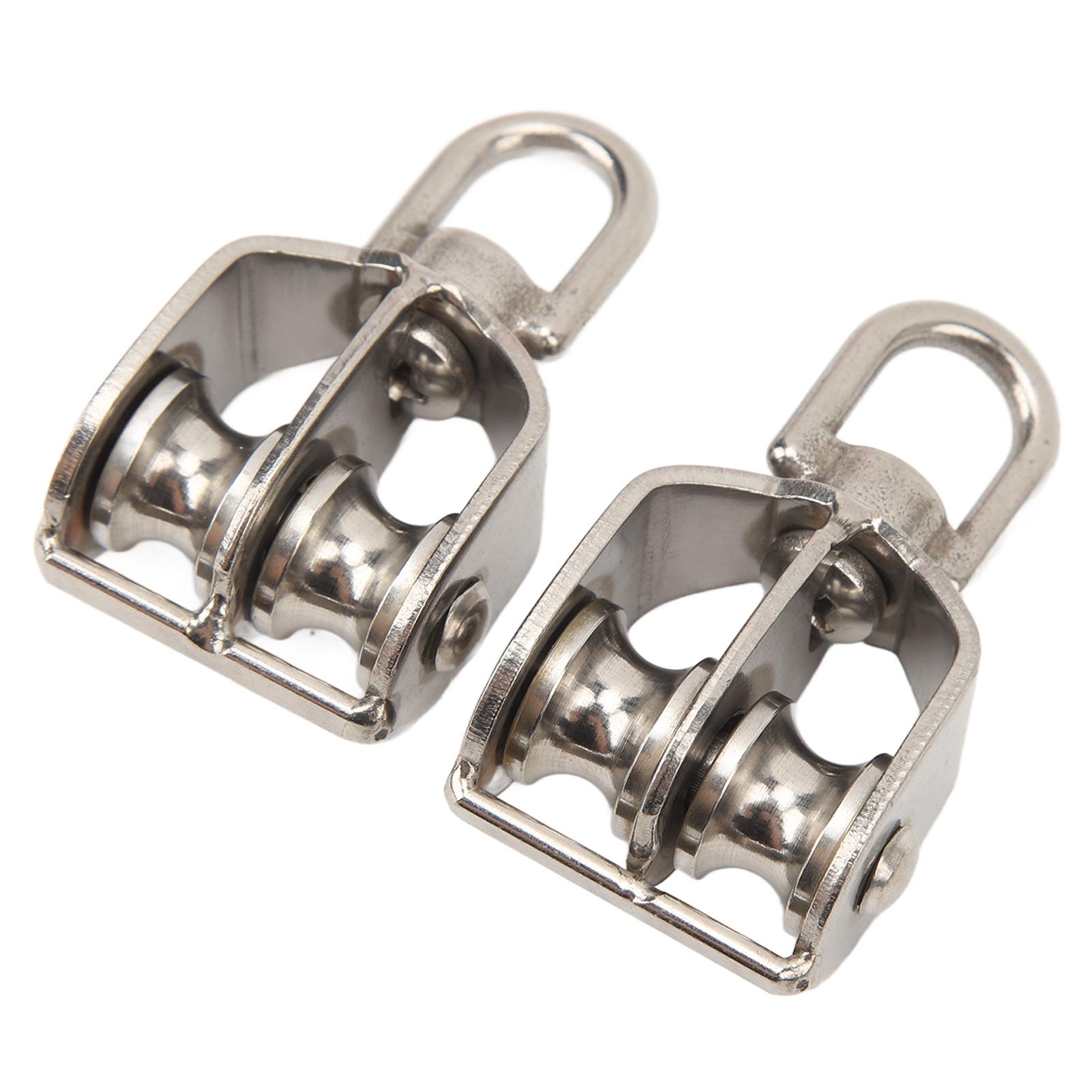 

2 шт. Подъемный двойной блок шкива Сверхмощный ролик из нержавеющей стали M15 Канатный кран Подвесной 35 кг Грузоподъемность