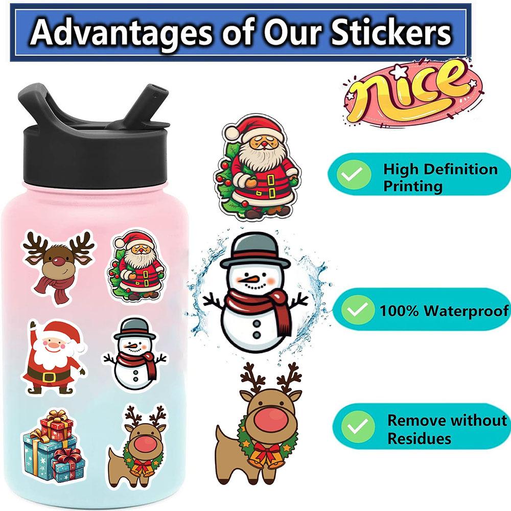 50 New Christmas Doodle Stickers Party Decoration Guitar Notebook Suitcase DIY Waterproof
