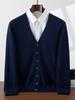 Men's 100% Pure Cashmere V-Neck Cardigan - Soft, Skin-Friendly, Button-Up Knitwear