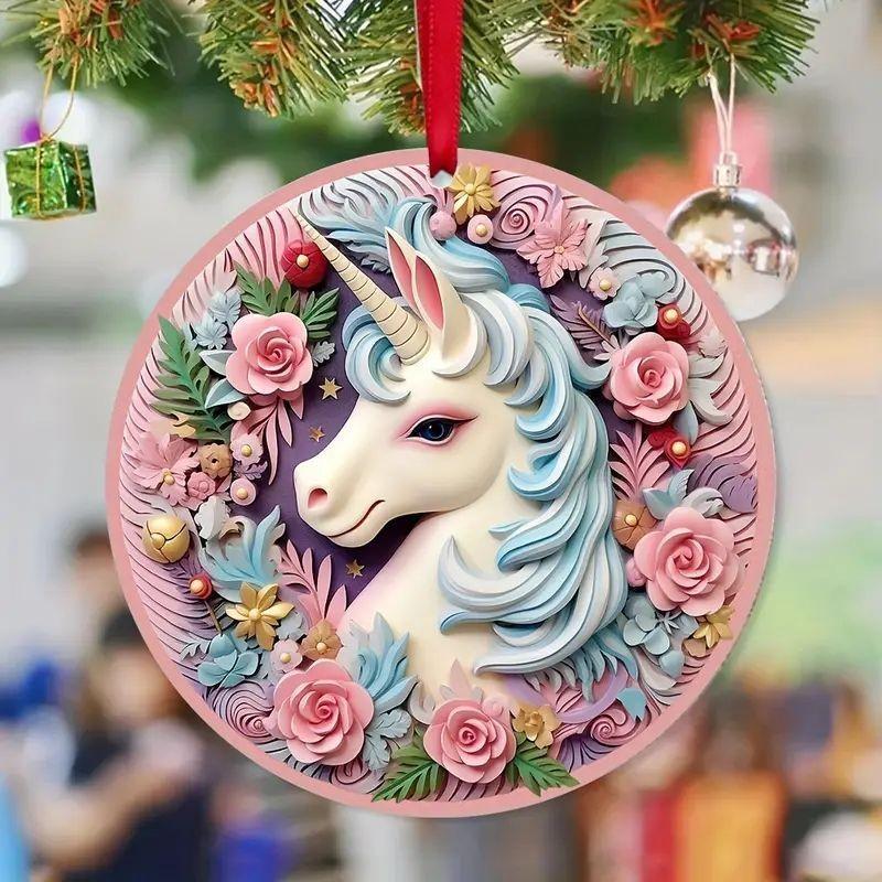 

Acrylic Charming Unicorn Christmas Ornament For Car Interior Decoration And Holiday Cheer 2