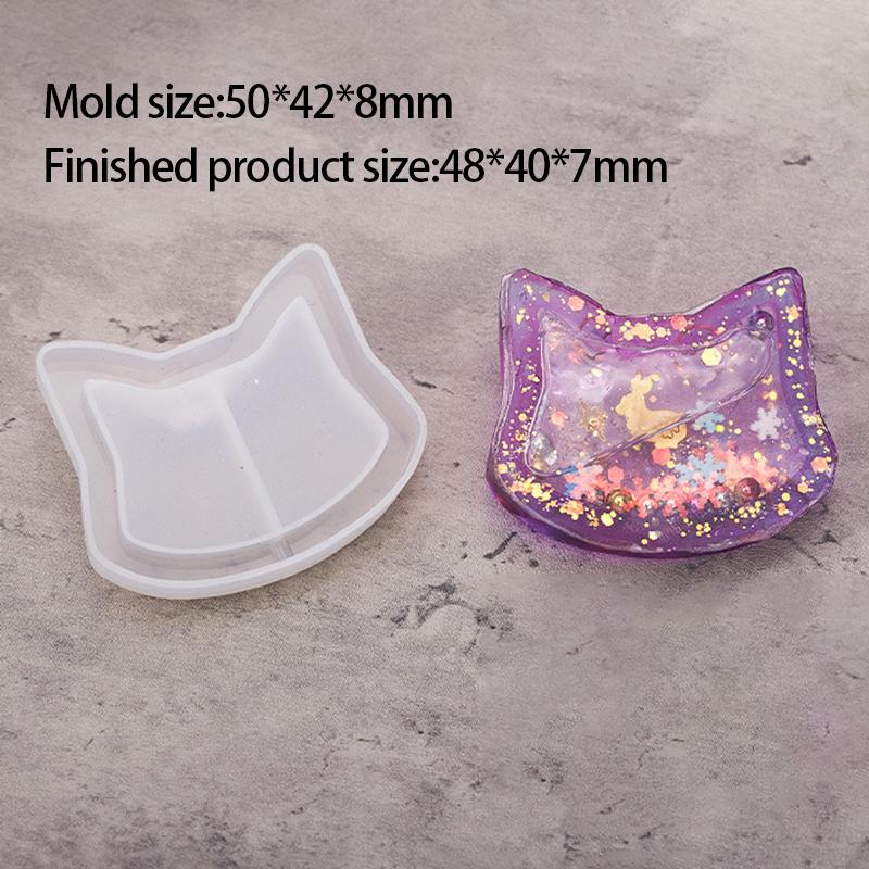 5PCS DIY Crystal Drip Glue Flowing Sand Pendant Mold Moon Love Cat Face Irregular Hanging Pendant Silicone Mold