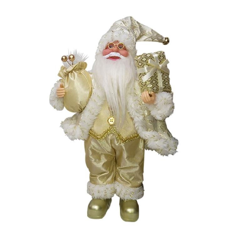 11.8inch Santa Clau Christmas Plastic Figurine Handpainted with Stack of Present