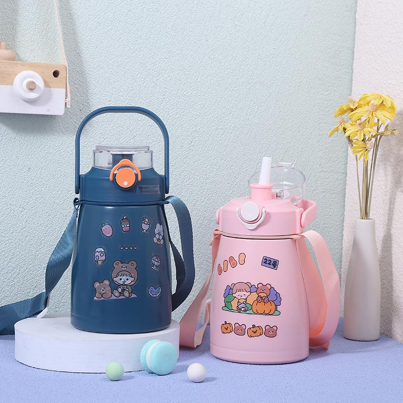 Online Celebrity Cartoon Pot-bellied Cups Charming Wind Childrens Cups Lightweight To Carry Outdoor Use Kettle 304 Stainless Steel Cups