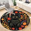1pc Cat Flowers Office Round Area Rug, Under Office Chairs Bedroom Living Room Home Decor, Room Deco